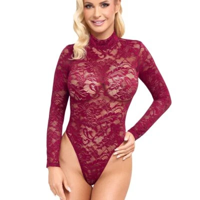 String-Body Sexy Dessous Erotik Reizwäsche Spitze bodysuit Rot durchsichtig JANE - Bild 1 von 4