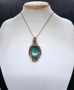 Emerald Gemstone Wire Wrapped Pendant Handcrafted Christmas Gift - Picture 1 of 11
