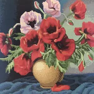 Vase with Poppies Luca-S Counted Cross Stitch Kit B 439 - Picture 1 of 8