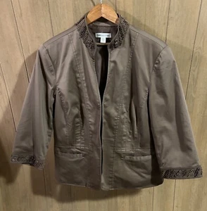 Coldwater Creek Blazer Damen 14 braun verziert Perlen Taschen gefüttert klassisch - Bild 1 von 10