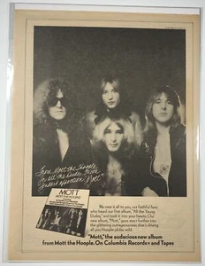 MOTT THE HOOPLE Original 1973 Vintage MOTT Album AD Ian Hunter - Picture 1 of 1