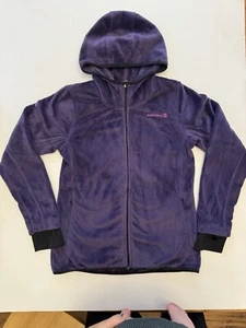 Merrell Full Zip M Purple Fleece Jacket Hooded Outdoors Plush Zipper Pull Broken - Picture 1 of 7