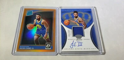 2018-19 PANINI CROWN ROYALE JACOB EVANS III JERSEY AUTO ON CARD  88/199 2 cards - Image 1 of 2