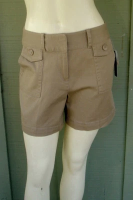 Pantalones Cortos Larry Levine Algodón Caqui 8 Elastizados Nuevos con Etiquetas Foto 1 de 3