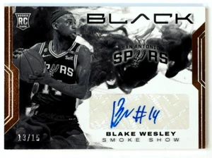 2022-23 Panini Black Rookie Auto Smoke Show RC Blake Wesley/15 - Imagen 1 de 3