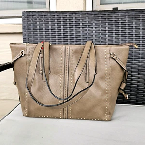 Montana West Tote Bag Studded Lacing Western Style Handbag Khaki - Picture 1 of 8
