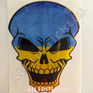 Skull Skull Ukraine Flag Resin Stickers Car Motorcycle Sticker Tablet 3D - Picture 1 of 3