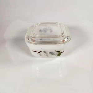 Fire King Oven Ware Refrigerator Dish With Lid Painted Vintage - Picture 1 of 12