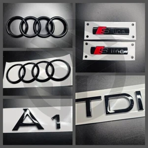 Audi A1 2010-2018 Insignias Negro Brillante Parrilla/Bota/Guardabarros JUEGO COMPLETO/2 X S-Line/TDI - Imagen 1 de 1