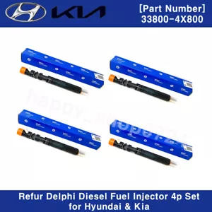 Refurbished Delphi Diesel Fuel Injector 4pc Set / Hyundai Kia 33800-4X800 - Picture 1 of 9