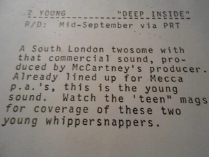 2 Young (Too Young) - "Deep Inside / Deep inside (Remix) / (Inst.)" 12" Single - Picture 1 of 2