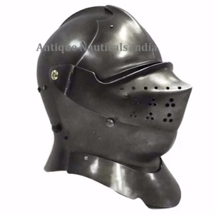 Medieval Armet Closed Helmet LARP Armor Black wearable helmet - Picture 1 of 6