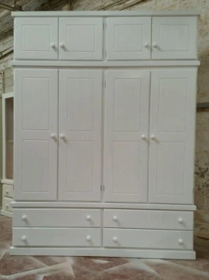 HANDMADE CAMBRIDGE QUAD 4 DRAWER WARDROBE WITH TOPBOX IN WHITE (NOT FLATPACKED) - Image 1 of 4