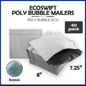 40 #CD 7.25 x8 EcoSwift Poly Bubble Mailers Padded Envelope Shipping Supply Bags - Picture 1 of 7