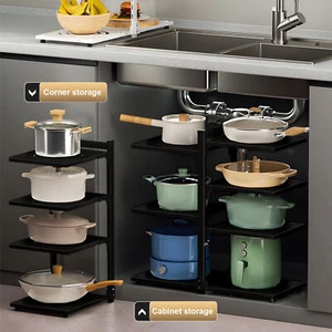 Pots and Pans Organizer for Cabinet 7 Tier Adjustable Pot and Pan Organizer Rack - Picture 1 of 19