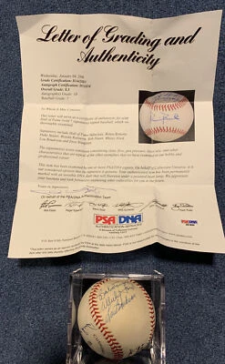 BROOKS ROBINSON SIGNED NL Ball + 6 Other HOF Members PSA DNA Graded Mint 8.5. - Image 1 of 4