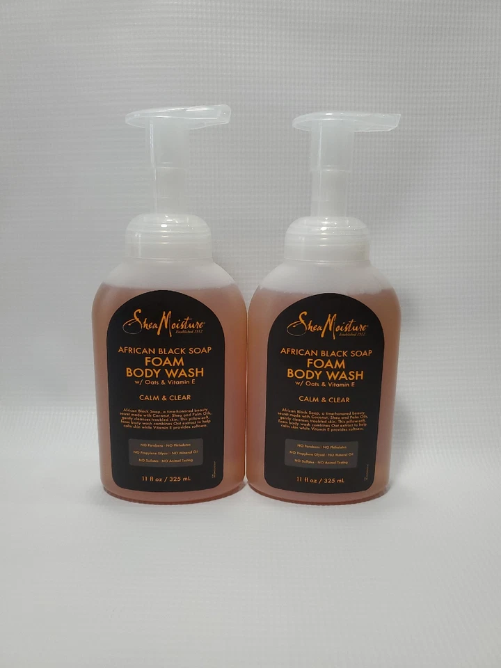 Shea Moisture African Black Soap Foam Body Wash Calm & Clear 325ml