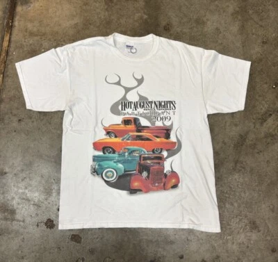 Camisa participante vintage 2009 Hot August Nights adulto aniversário L corrida de carros - Imagem 1 de 4