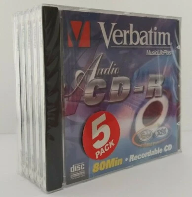 Verbatim CD-R80 43047 5 PACK Audio Music Blank CDR Recordable Disc NEW & SEALED - Image 1 of 4