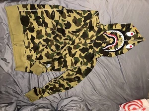 A Bathing Ape BAPE Green Camo Shark Hoodie Sweatshirt Men’s XL - Picture 1 of 7
