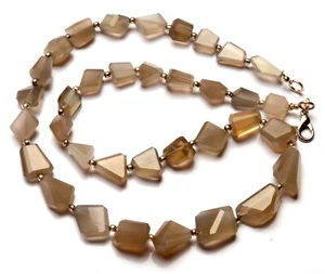 Collar de 17" con gemas de piedra lunar gris natural tamaño de 9 a 16 mm - Imagen 1 de 5