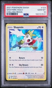 2021 POKEMON SWORD & SHIELD CHILLING REIGNSHAYMIN-HOLO #123 Psa 10 Population 3 - Picture 1 of 4