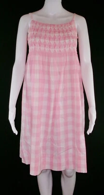 VTG 60s Mr Mort Pink White Ginghan Check Smocked Sundress SZ S Dress Cottagecore - Image 1 of 4