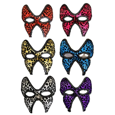 HALLOWEEN SEQUIN LEOPARD PRINT MASK MASQUARADE FANCY DRESS ACCESSORY - Image 1 of 4