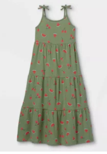 new Cat & Jack™Girls' Printed Knit Sleeveless Maxi Dress size s army green fruit - Picture 1 of 2
