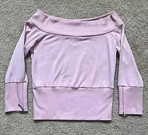 Xi Forever 21 Pink 90's Off The Shoulder Zip at Sleeve Waist Banded Top Large - Picture 1 of 5