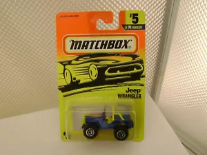 1996 MATCHBOX SUPERFAST #5 BLUE JEEP WRANGLER NEW ON CARD - Picture 1 of 3