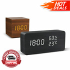Electronic Alarm Clock LED Wooden Watch Table Voice Control Digital Despertador 
