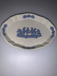 Wedgwood Jasperware weiß & blau ovale Schale Tablett Schmuck Cherubs  - Bild 1 von 8