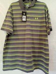 Neu mit Etikett Under Armour grau/grün gestreiftes Polo Golf Sport 2xl - Bild 1 von 7