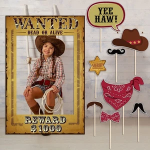 9-teiliges West Wanted Photo Booth Requisiten-Kit - 24 x 17 '' Wild Western Selfie Booth... - Bild 1 von 7