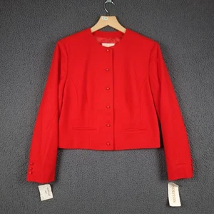 Vintage PENDLETON Jacket Womens US 14 Red 100% Wool Collarless NEW W/ TAGS - Picture 1 of 13