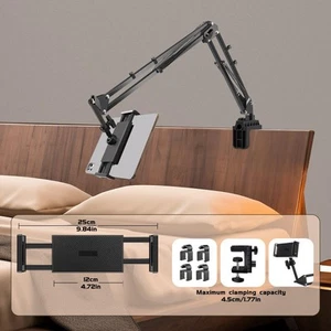 Verstellbarer Bett Tablet Halter Drehbar Langer Arm Metall Desktop Tablet Halterung - Bild 1 von 26
