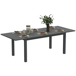 Outsunny Extending Garden Table with Slatted Top, 160/220 x 90 x 73 cm, Grey - Picture 1 of 11