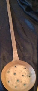 Antique Primitive Hand Made Copper Strainer w/ Long Copper Handle 23” - Picture 1 of 5