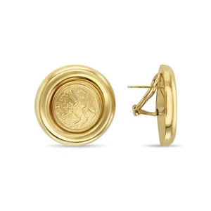 Greek Goddess Aphrodite with Dove Design Omega Clip-On Earrings - Picture 1 of 3