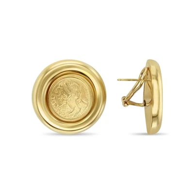 Greek Goddess Aphrodite with Dove Design Omega Clip-On Earrings - Image 1 of 3