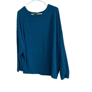 Suéter SIMPLY VERA WANG para mujer XL azul verdoso acanalado cuello barco hombro caído - Imagen 1 de 4