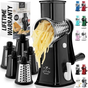 Zulay Rotary Grater 5 Blade Shredder Manual Hand Crank Cheese Grater - Black - Picture 1 of 12