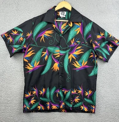 VINTAGE Hilo Hattie Hawaiian Shirt Mens Large Black Floral USA - Image 1 of 4