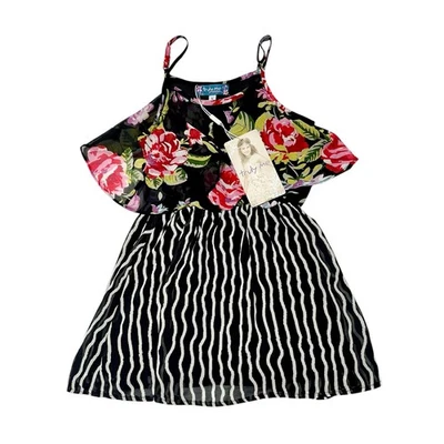 NWT Truly Me by Sara Sara Black Floral Squiggle Sundress Size 5 - Image 1 of 4