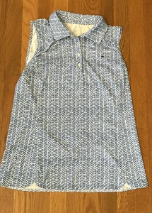 Camisa de golf Vineyard Vines Performance polo sin mangas con volantes azul blanco para mujer M - Imagen 1 de 6
