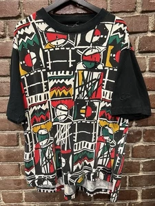Vintage 1993 Nike Air Jordan All Over Print AOP VIII 8 T-Shirt 90s Abstract Larg - Picture 1 of 8