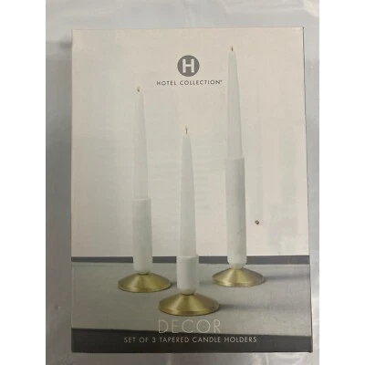 Hotel Collection Tapered Marble Cylinder Candle Holders Set of 3Pc New With Box Foto 1 de 3
