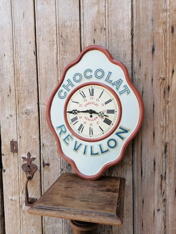 FRENCH ANTIQUE CHOCOLATE ADVERTISE TIN  VICTORIAN WALL CLOCK Cover