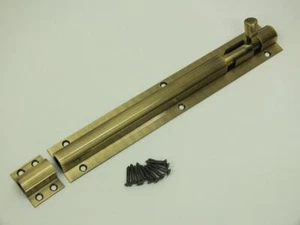LARGE 250mm ANTIQUE BRASS STRAIGHT BARREL BOLT - Picture 1 of 9